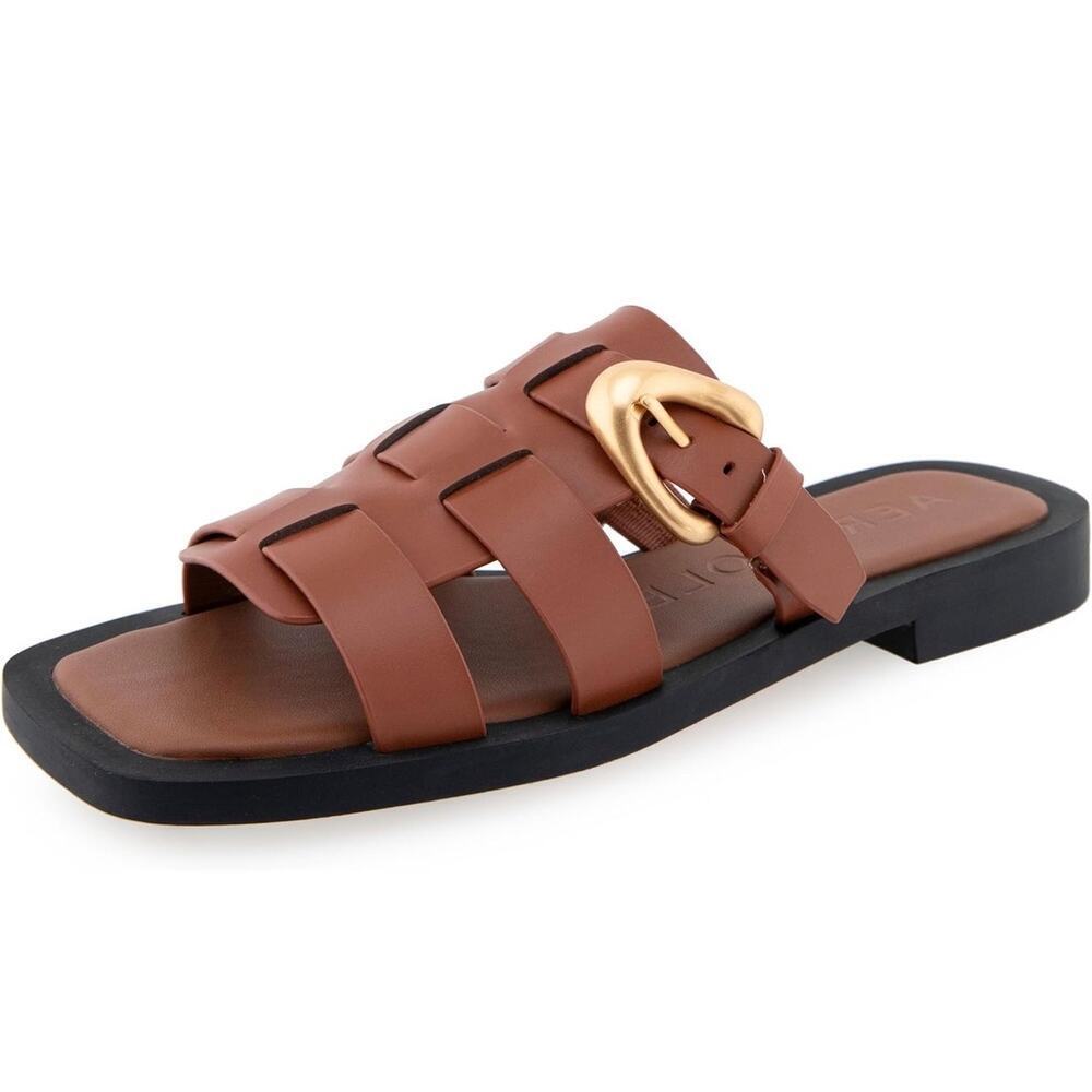 Aerosoles womens St.marks Slide Sandal Ginger Bread Leather Size 5.5